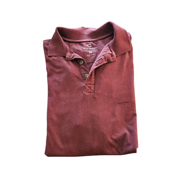 SCOTTeVEST Polo Shirt Mens Sz M Dark Red TEC Bamboo Hidden Zip Pockets Stretch - Picture 5 of 5